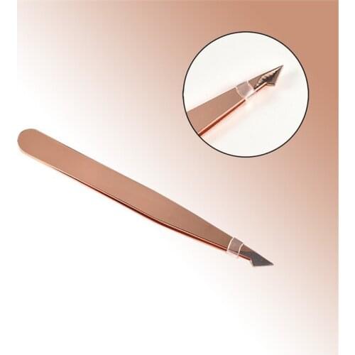 Angled Slanted Eyebrow Tweezers Stainless Steel Face Hair Removal Eye Brow Trimmer Eyelash Clip Cosmetic Makeup Tool