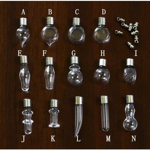 10piece copper SCREW CAP glass vial pendant Miniature Wishing Bottle clear oil charm name or rice art mini glass bottle craft