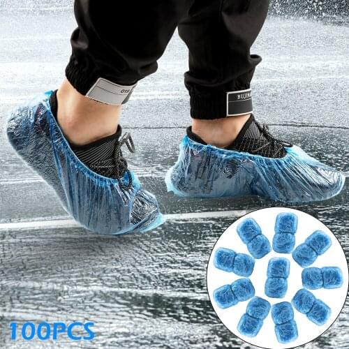 100 PCS Plastic Organizer Carpet Floor Protector Rainy Day Waterproof Anti Slip Disposable Shoe Covers Cleaning Shoe Covers