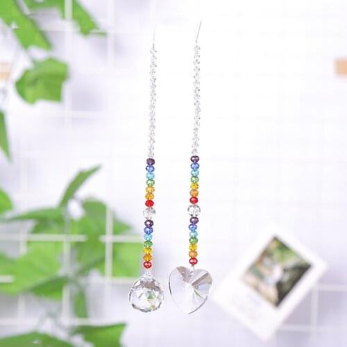 2PCS Chakra Crystal Chandelier Prisms Pendants Parts Suncatcher Rainbow Maker Hanging Home Ornament