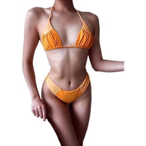 2021 Sexy Bikinis Wrinkle Swimsuit Vintage Print Swimwear Women Bathing Suit Leopard Patchwork Bikini Set String