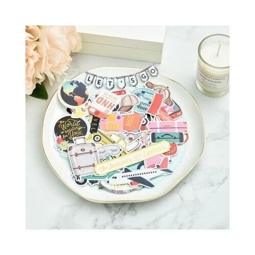 50pcs Lets Go Travel Paper Stickers pack for Scrapbooking DIY Projects/Photo Album/Card Making Crafts