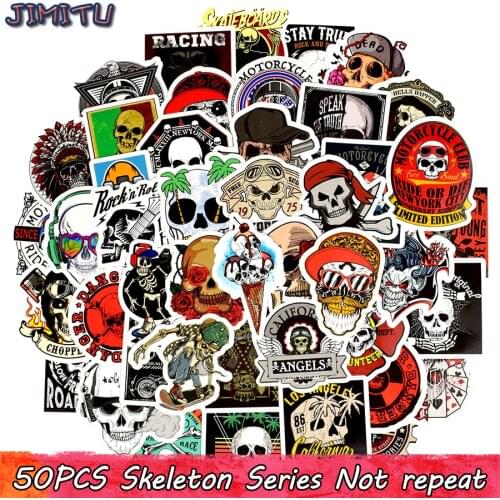 50 PCS Skeleton Punk Stickers Packs Skull Rock Graffiti DIY Stickers for Motorcycle Skateboard Guitar Car Bicycle Laptop Luggage