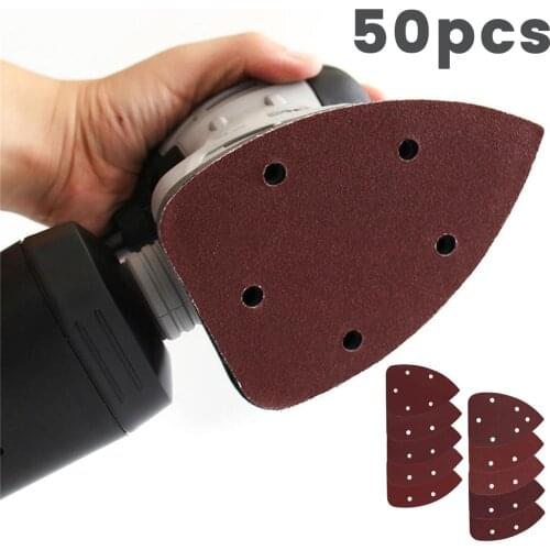 50pcs Self-adhesive Sandpaper Triangle 5 holes Delta SanderHook Loop Sandpaper Disc Abrasive Tools For Polishing Grit 40-800