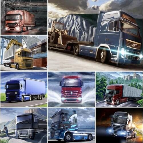 5D DIY Diamond Painting Giant Truck Full Drill Cross Stitch Kits Embroidery Mosaic Rhinestone Landscape Picture Home Decor