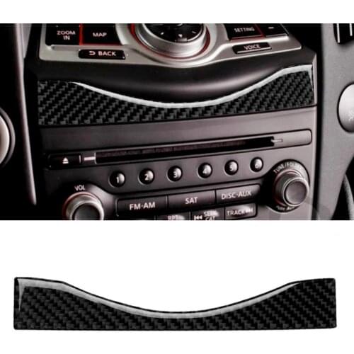 Car Multi-media Navigation Button Panel Self-Adhesive Decorative Strip Carbon Fiber Sticker Cover Trim for Nissan 370Z Z34 2009