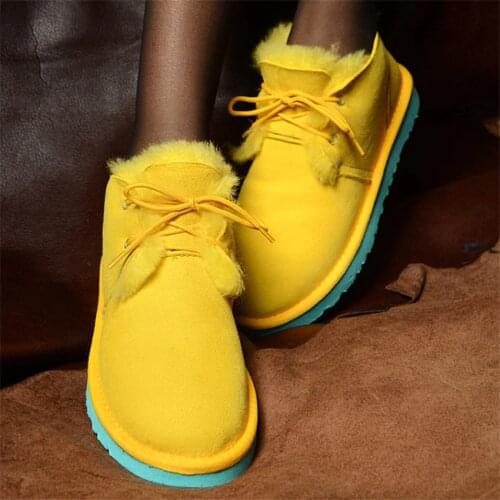 Ankle Boots 2020 Top Fashion Genuine Sheepskin Leather Boots 100% Natural Fur Warm Winter Boots Non-Slip Snow Boots for Women