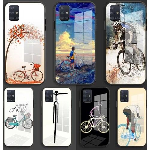 BIKE CYCLING art Soft Silicone Glass Case For Samsung Galaxy A10 A20 A30 A40 A50 A70 A31 A51 A71 Balck Cover