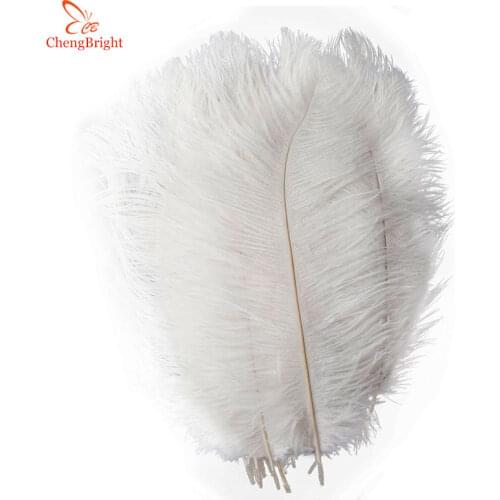 ChengBright 10 Pcs/Lot Natural White Ostrich Feathers For Crafts 15-75CM Carnival Costumes Party Home Wedding Decorations Plumes