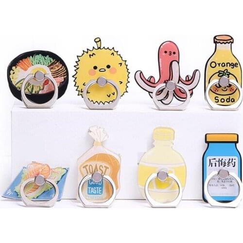 360 Degree Cartoon Toast Noodle Octopus Finger Ring Smartphone Stand Holder Mobile Phone Holder For iPhone Xiaomi All Phone