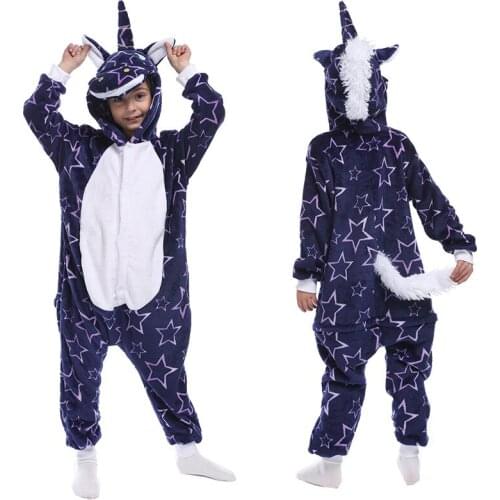 Kigurumi Pink Unicorn Totoro Unisex Winter Panda Onesies Kids Nightwear Anime Costumes Boy Girl Flannel Sleepwear Pajamas