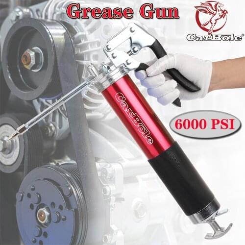 Red Grease Gun 6000 PSI 14 OZ with 12" Flex Hose Anodized Pistol Grip Heavy Duty Industrial 396g AU