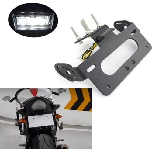 License Plate Holder Bracket LED Light Fit For Yamaha YZF-R6 R6 2006-2021 Motorcycle Rear Tail Tidy Fender Eliminator Kit Black