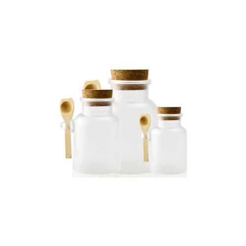 Round cosmetic empty matte cork jar bath salt bottle food storage container reusable bottle with wooden spoon