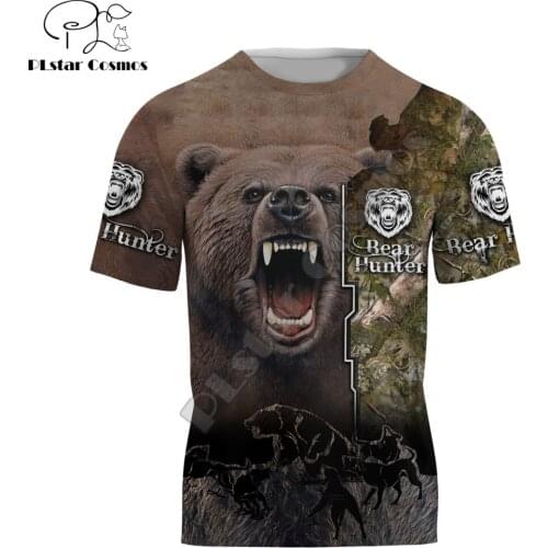 Summer Cool Hipster Men t-shirt Beautiful Bear Hunting Pattern 3D Printed Harajuku Short sleeve T shirt Unisex Casual tops TX208