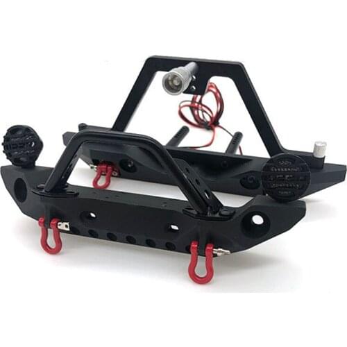 Metal Front & Rear Bumper with LED Headlights for 1/10 Axial SCX10 90046 90047 TRX4 Defender RC Car Accessories