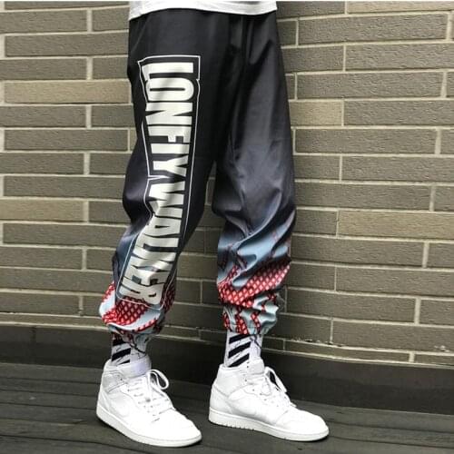 Trendy pants mens super hot trendy brand nine-point pants gradient beamed harem pants hip-hop casual sports pants