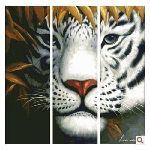 Embroidery Package High Quality Cross Stitch Kits Unopen New Luxurious Big Tiger Head Total 3 Pieces Free shipping