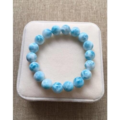 Genuine Natural Larimar Blue Round Beads Bracelet 10.6mm Women Men Water Pattern Dominia Powerful Jewelry Certificate AAAAAA
