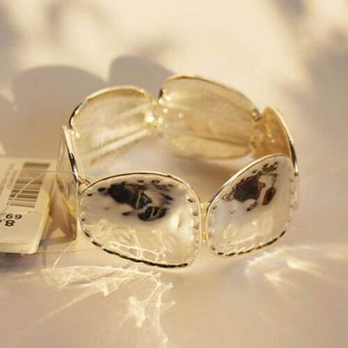2021 Ins New Imitation Hammered Metal Irregular Minimalism Handmade Elastic Bracelets Korean Fashion Women Party Jewelry