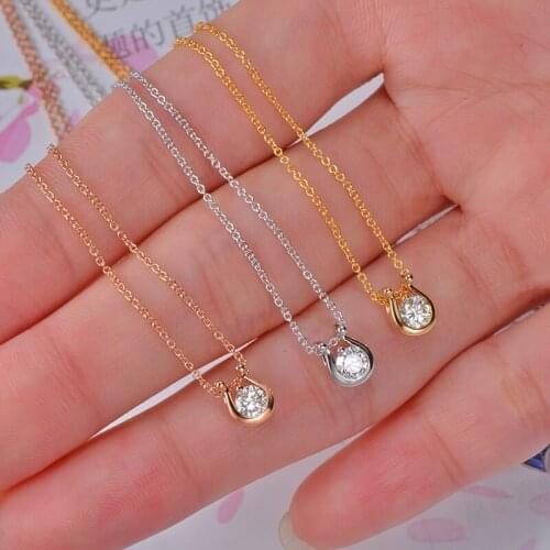 Caimao Jewelry 14K Gold Natural Brilliant Cut Diamond Engagement Pendant Exquisite Small Chain