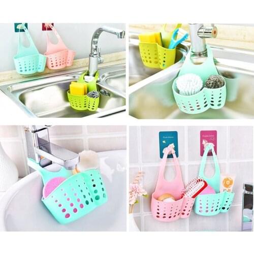 Kitchen Storage Sink Shelf Soap Sponge Drain Rack Silicone Storage Basket Bag Faucet Holder Adjustable Holder Sink #P2
