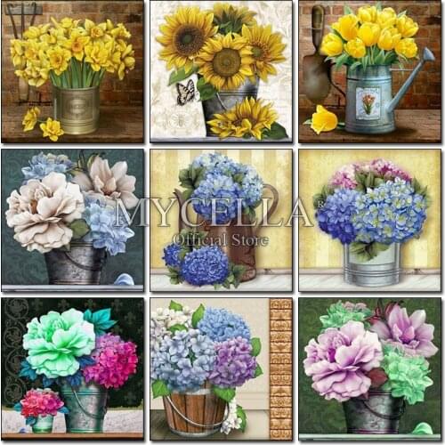 Full Round 5D DIY Diamond Painting Flowers Embroidery Cross Stitch Diamond Mosaic Home Decor Cross Stitch Rhinestone needlework