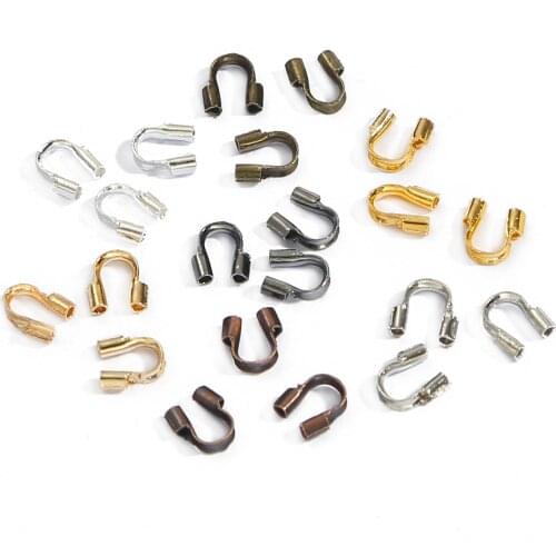 100Pcs 4x4mm Wire Protectors Wire Guard Guardian Protectors loops U Shape e End Clasps Connector For Jewelry Findings Making DIY