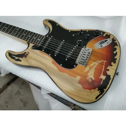 Relic sunburst color cheap electric guitar
