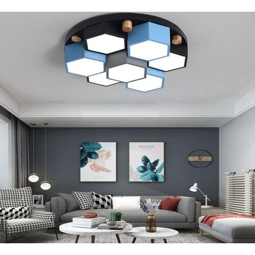 Honeycomb Nordic modern geometric lamp living room LED ceiling lamp bedroom lamp restaurant modeling lamp hotel study lighting