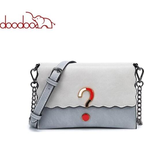 DOODOO Brand Women Bag Female Shoulder Crossbody Bags Chain Artificial Leather New Stitching Question Mark Pattern Messenger Bag