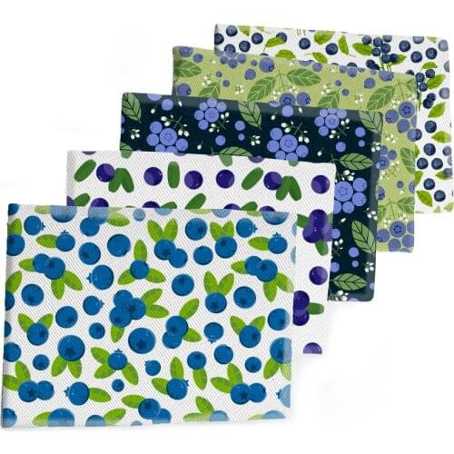 Fabric Fruit Blueberry Pattern Printed Polyester Cotton Twill Fabric Patchwor Printed 50*145CM