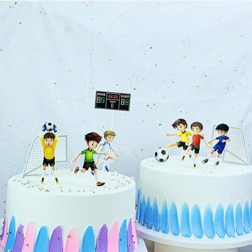 10 Pcs/Set Play Football Cake Topper Picks Baby Shower Kids Boys Birthday Party Cupcake Decoration Field Athlete Match