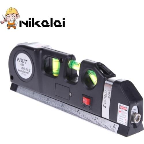 NEW New Laser Level Horizon Vertical Measure 8FT Aligner Standard and Metric Ruler Multipurpose Measure Level Laser Black