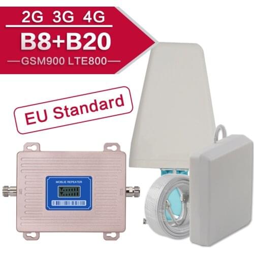4G Internet Amplifier 2g 3g 4g Gsm Signal Repeater 4g Signal Amplifier Kit for Cell Phone GSM 900 LTE 800 B20 Dual Band Spain