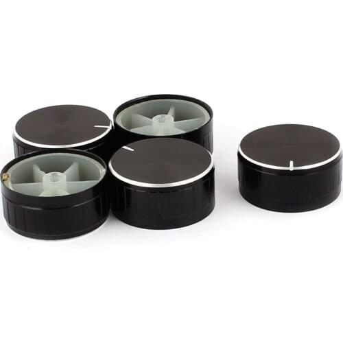 UXCELL 5 Pcs 40Mm X 6Mm Aluminium Alloy Potentiometer Control Knob Mini Cap Knurled Button Black Cap Control Knob Switch Tools