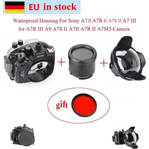 Meikon 40M/130ft Waterproof Housing Case For Sony A7 III A7R III A9 A7S II A7 II A7R II A7M3 Camera + Wire Angle Dome Port