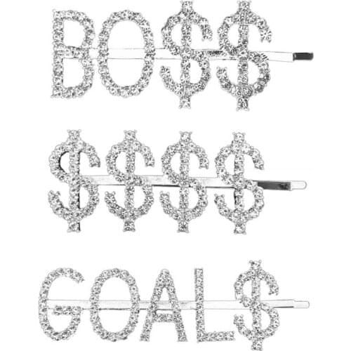 Womens Hair Pins In Hair Jewelry Bobby Pins Funny Letters Dollar Sign Hair Clips Posterior Side Bangs Party Styling Hairpins