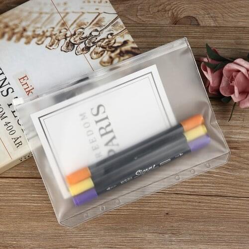 1/5PCS A7 A6 A5 PVC Waterproof Pen Bag Zip Lock Loose-leaf Storage Pouches Matte Clear Document Bag Stationery Storage
