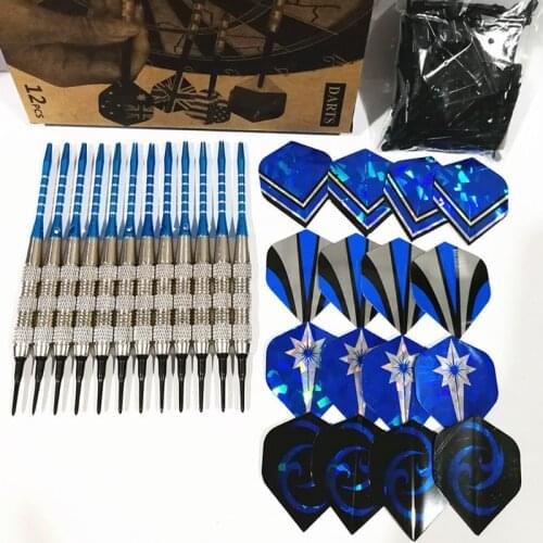 12 pieces/set of new fashion casual game set tools soft tip darts with extra tip pole electronic dart board darts
