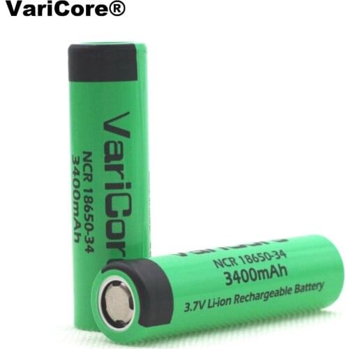 2PCS VariCore Original New 18650 3400mAh lithium Rechargeable battery NCR18650-34 for Flashlight/Laptop batteries