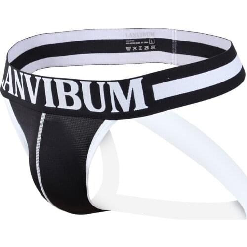 2019 Brand LANVIBUM Mens gay underwear sexy underpants male thong T pants hip double solid underwear Lingerie