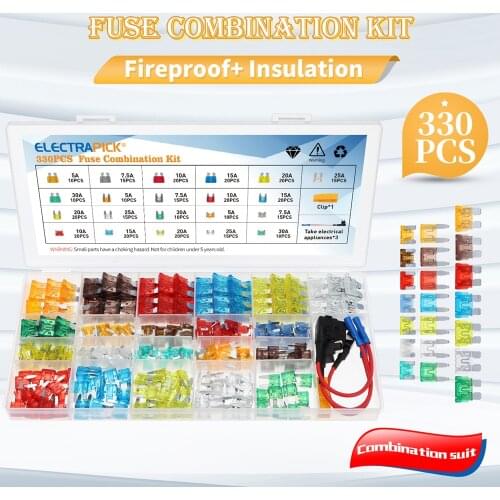 330pcs Mini Blade Fuse Mixed Mini Car Blade Fuse Set Standard Fuse 5A 7.5A 10A 15A 20A 25A 30A For Truck Boat Car Accessories