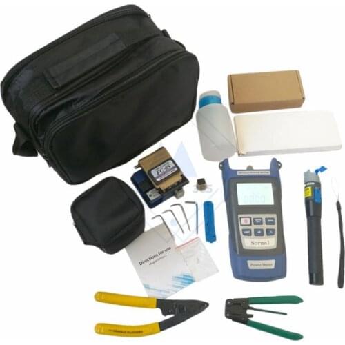 6 In 1 Fiber Optic FTTH Tool Kit Optical Fiber Fiber Cleaver FC-6S Millers Plier Stripper Optical Power Meter 1mW VFL 1mW 5KM