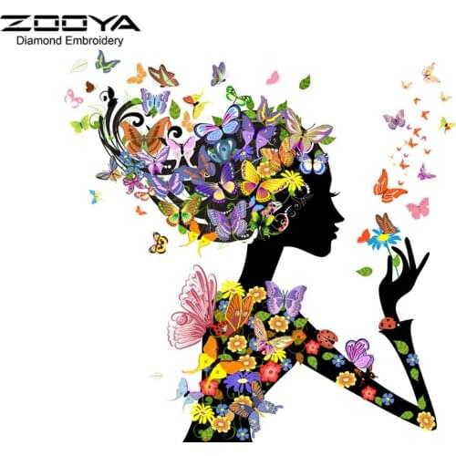 5D Diy Diamond Embroidery Flowers And Girl Butterfly Needlework Diamond Painting Mosaic Cross Stitch For Home Decoration CJ181