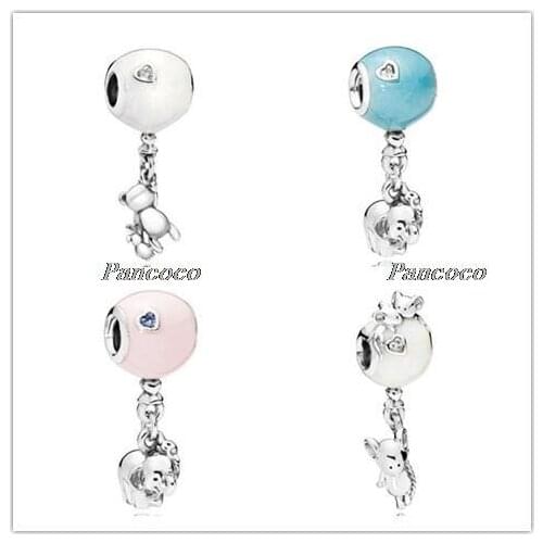 Authentic 925 Sterling Silver Mouse Floating Balloon With Two Mice Friends Dangle Fit Women Pandora Bracelet & Necklace Jewelry