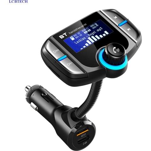 Car Bluetooth FM Transmitter Hands-Free Call MP3 Player With 2.4A Fast USB Charger And Large LCD Display Applicable To Most Cars
