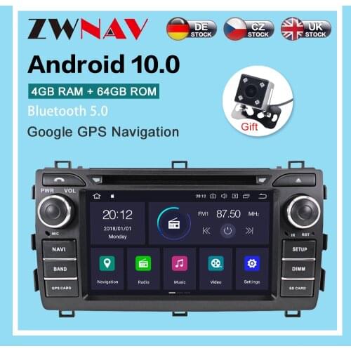 Android 10.0 4+64GB Car radio player GPS Navigation for Toyota Auris 2013-2015 Multimedia Player Radio video stereo headunit dsp