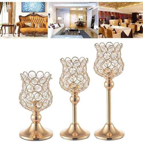 Large Candelabra Tealight Candle Holder Crystal Candlestick Cup for Home Wedding