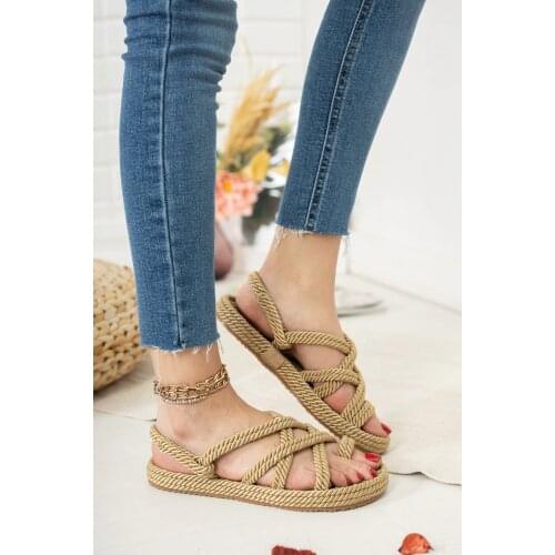 Women sandals Vintage wedge shoes women buckle strap straw thick bottom Flats Platform sandals flock women shoes summer